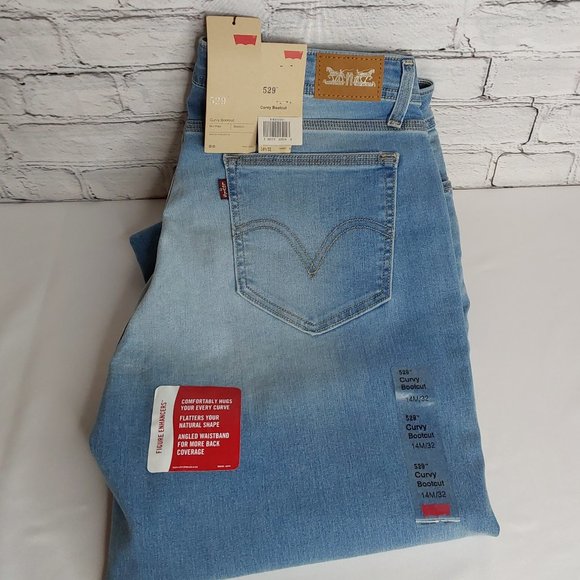 LEVI'S 529 MID~RISE CURVY 'FIGURE ENHANCERS' RELAXED FIT BOOTCUT SILVER TAB JEAN - Picture 1 of 16